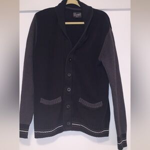 Men's Retrofit Black and Gray Cardigan